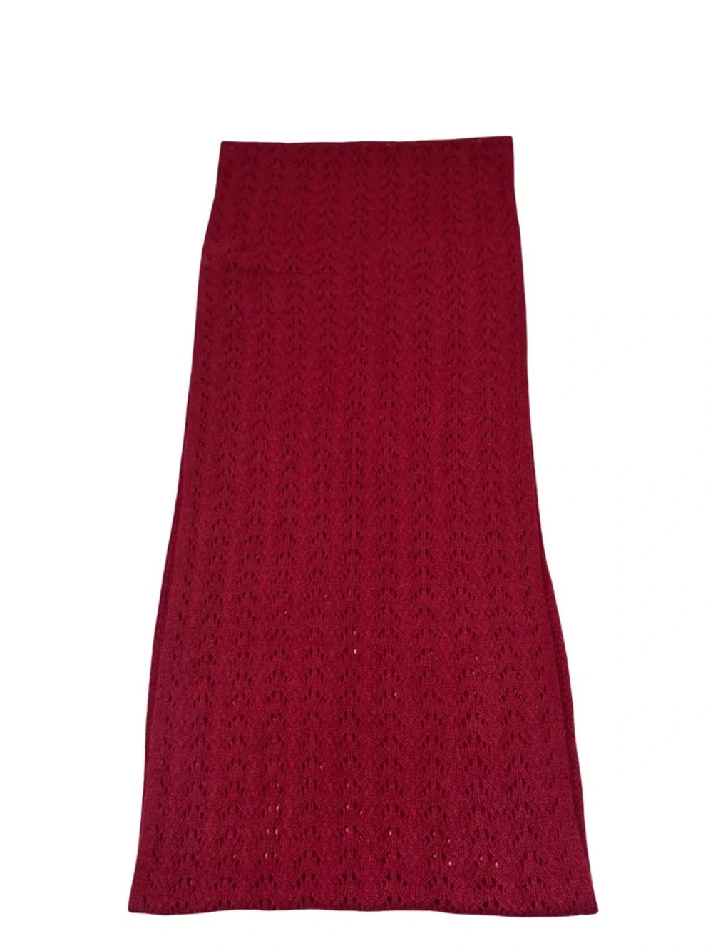 Celeste Red Open Knit Infinity Scarf Wool Cashmere Blend